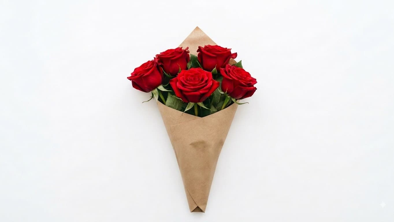 Red Passion - 5 růží (velikost M) 1
